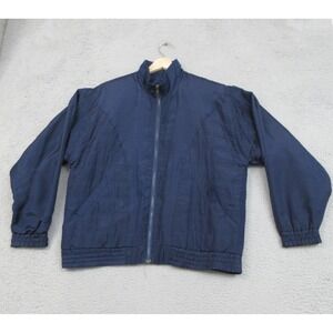 Lavon Quilted Jacket Womens M Navy Full Zip Stand Collar Lined Classic Preppy